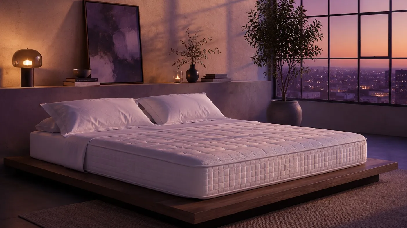 A calm, sunlit bedroom with a plush mattress